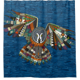 Rideaux De Douche oiseau bleu nuit