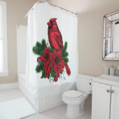 Rideaux De Douche Oiseau cardinal, illustration de Noël (En situation)