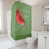 Rideaux De Douche Oiseau cardinal rouge de Noël d'esprit d'hiver (En situation)