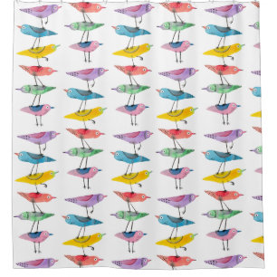 Rideaux De Douche Oiseau coloré empilé