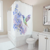 Rideaux De Douche Oiseau de mer Fleur de Delphinium Bleu (En situation)