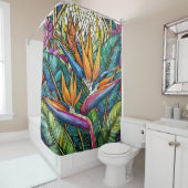 Rideaux De Douche Oiseau de paradis en verre tendu (En situation)