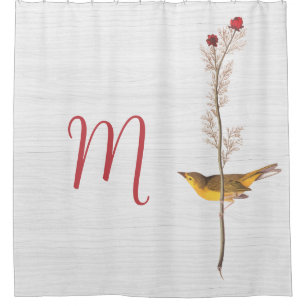 Rideaux De Douche Oiseau jaune d'Audubon sur fleur avec monogramme