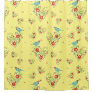 Rideaux De Douche Oiseau modelé par marguerite en forme de coeur de