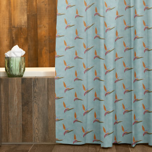 Rideaux De Douche Oiseau moderne Turquoise tropical du paradis tiré