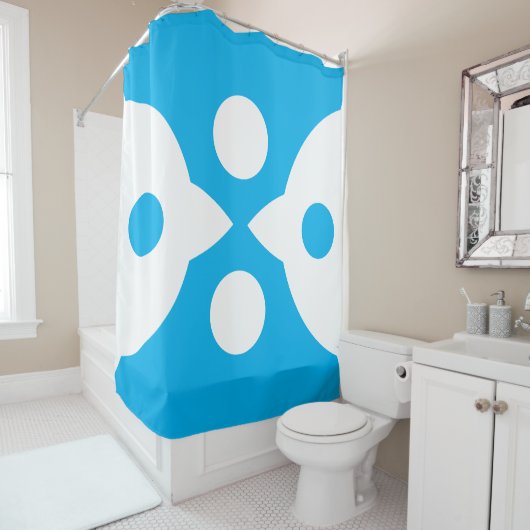 Rideaux De Douche Oiseaux Abstraits Gras Design simple Ciel bleu (En situation)