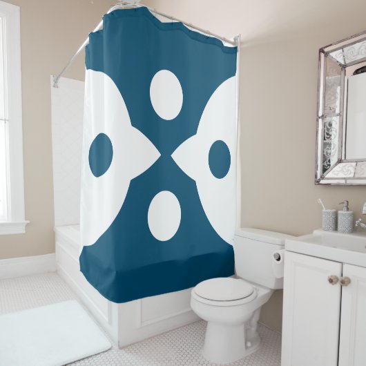 Rideaux De Douche Oiseaux Abstraits Gras Design simple Océan Bleu (En situation)