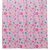 Rideaux De Douche Oiseaux De Cartoon Abeilles Et Fleurs (Devant)