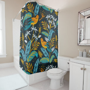 Rideaux De Douche Oiseaux de perroquets tropicaux et Motif Feuille c