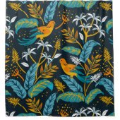 Rideaux De Douche Oiseaux de perroquets tropicaux et Motif Feuille c (Devant)