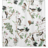 Rideaux De Douche Oiseaux de poulet Baies et Pinecones Aquarelle (Devant)