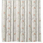 Rideaux De Douche Oiseaux d'hiver avec cardinaux rouges (Devant)