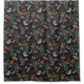 Rideaux De Douche Oiseaux du jardin foncé et papillons (Devant)