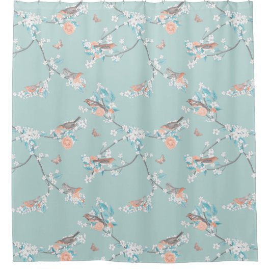 Rideaux De Douche Oiseaux et fleurs (Devant)