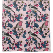 Rideaux De Douche Oiseaux et fleurs roses (Devant)