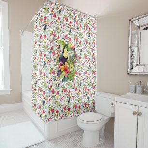 Rideaux De Douche Oiseaux et fleurs tropicaux