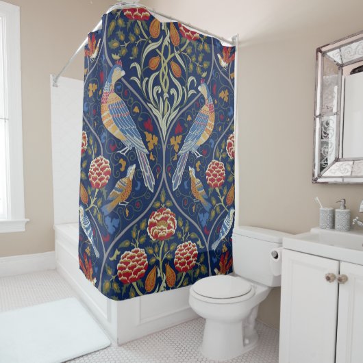 Rideaux De Douche Oiseaux et fleurs, William Morris (En situation)