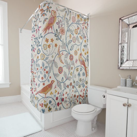 Rideaux De Douche Oiseaux et fleurs, William Morris (En situation)