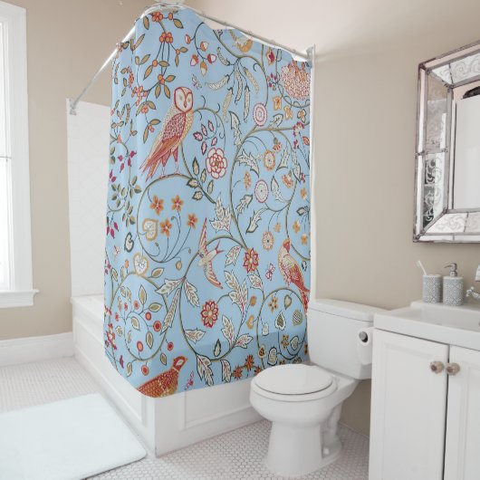 Rideaux De Douche Oiseaux et fleurs, William Morris (En situation)
