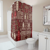 Rideaux De Douche Oiseaux Fleurs Motif bleu foncé (En situation)