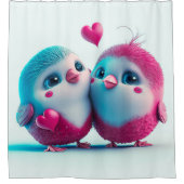 Rideaux De Douche Oiseaux mignons Amour Coeurs Saint Valentin (Devant)