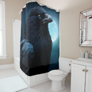 Rideaux De Douche Oiseaux naturels Lune Corbeau-Corbeau