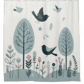 Rideaux De Douche Oiseaux nordiques et forêt (Devant)