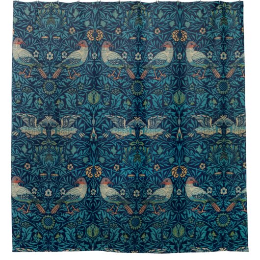 Rideaux De Douche "Oiseaux" par William Morris Motif bleu  (Devant)