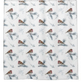 Rideaux De Douche Oiseaux rustiques et bouges de pins (Devant)
