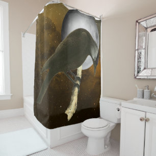 Rideaux De Douche Oiseaux sauvages - Lune Corbeau