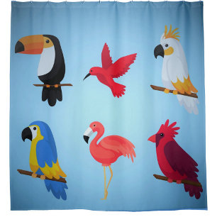 Rideaux De Douche Oiseaux tropicaux