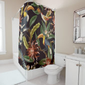 Rideaux De Douche Oiseaux tropicaux : Feuilles Vintages & Fleurs (En situation)
