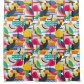 Rideaux De Douche Oiseaux tropicaux géométriques (Devant)