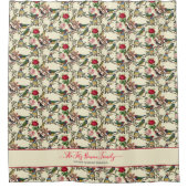 Rideaux De Douche Oiseaux victoriens et Motif rétro Rose (Devant)