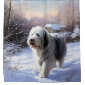 Rideaux De Douche Old English Sheepdog Laisser neiger Noël (Devant)