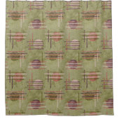Rideaux De Douche Olive Green Moderne Géométrique (Devant)