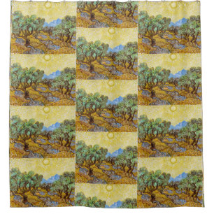 Rideaux De Douche Oliviers de Van Gogh - Soleil doré et ciel d'art