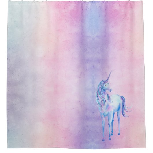 Rideaux De Douche Ombre bleu violet Unicorn (Devant)