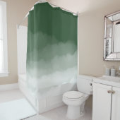 Rideaux De Douche Ombre d'aquarelle verte de la forêt (vert/blanc) (En situation)