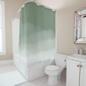 Rideaux De Douche Ombre d'aquarelle verte Sage (vert sauge/blanc) (En situation)
