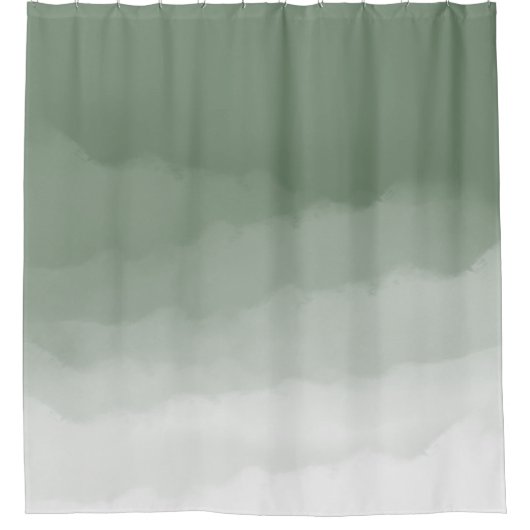 Rideaux De Douche Ombre d'aquarelle verte Sage (vert sauge/blanc) (Devant)