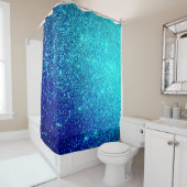 Rideaux De Douche Ombre de brillance bleue brillante Turquoise coule (En situation)