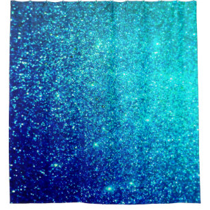 Rideaux De Douche Ombre de brillance bleue brillante Turquoise coule