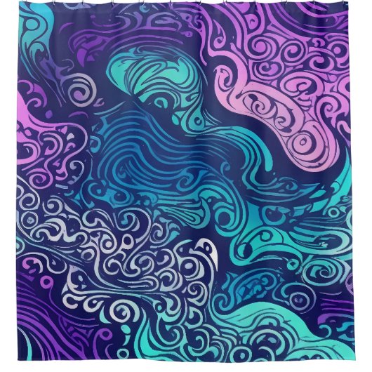 Rideaux De Douche Ondes de l'océan violet tourbillonnantes (Devant)