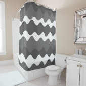 Rideaux De Douche Ondes horizontales grises et blanches motif (En situation)
