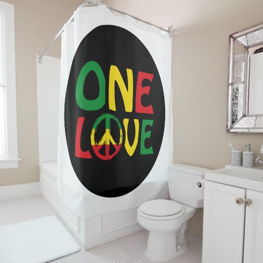 Rideaux De Douche One Love, Reggae design (En situation)