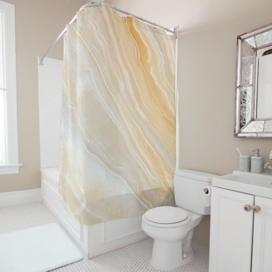 Rideaux De Douche Onyx doré élégant Marbre fluide Agate (En situation)