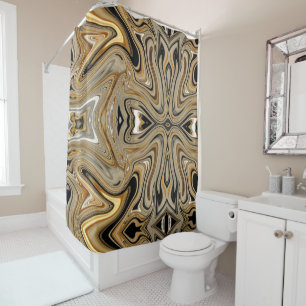 Rideaux De Douche Opulence noire et or