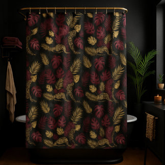Rideaux De Douche Opulence sauvage Bourgogne & Jungle d'or