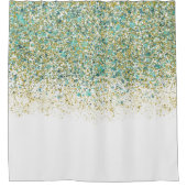 Rideaux De Douche Or blanc et Parties scintillant bleue Turquoise Gl (Devant)